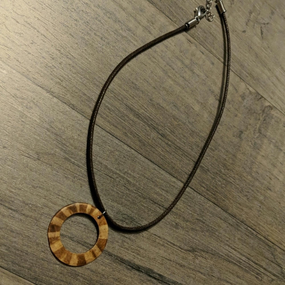 Necklace with wood pendant